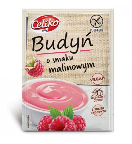 Budyń o smaku malinowym - torebka 46 g Celiko
