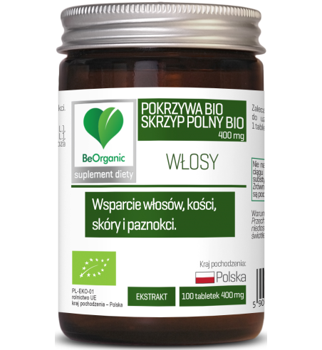 SKRZYP + POKRZYWA EKSTRAKT BIO 100 TABLETEK (400 mg) - BE ORGANIC