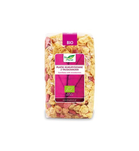 PŁATKI KUKURYDZIANE Z TRUSKAWKAMI BIO 250 g - BIO PLANET