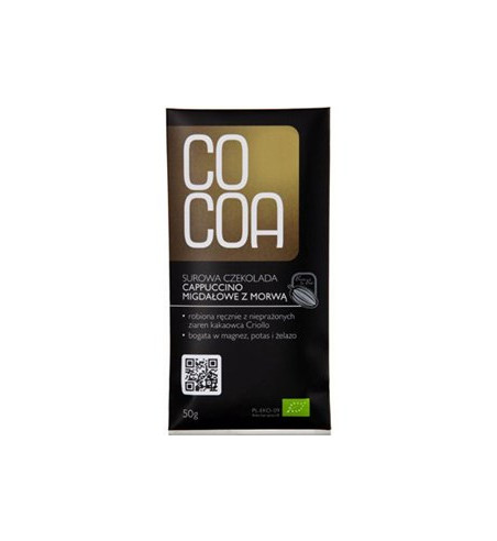 CZEKOLADA SUROWA CAPPUCINO MIGDAŁOWE Z MORWĄ BIO 50 g - COCOA
